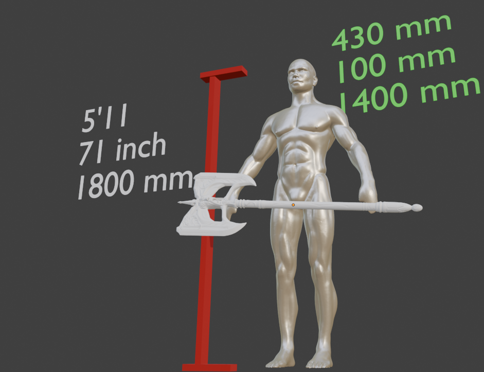 Wuuthrad Replica Axe, Mini Miniature Format, 1:2 to 1:16 Scale