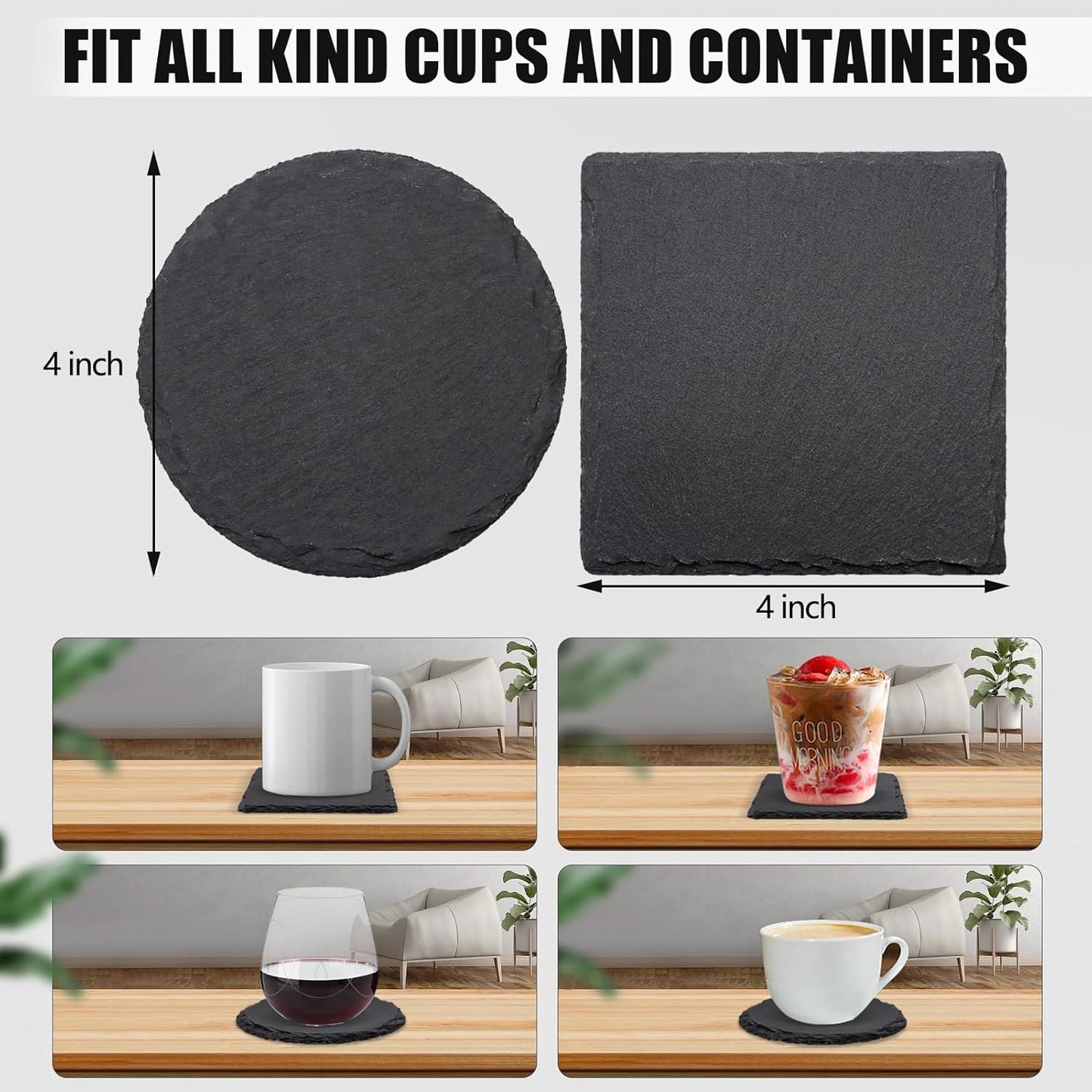666 Mark of the beast Slate Coaster Anti Slip Legs Laser Engraved