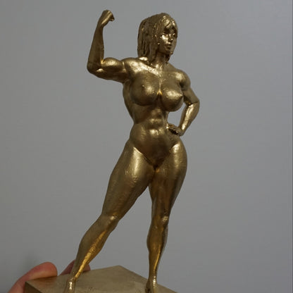 Golden Grace Female Statue | Muscular Woman Sculpture | Nude Female Figure | Athletic Woman Art | Gold Body Sculpture | 4 to 40 Inch Sizes