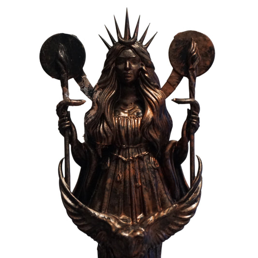 Hecate Statue with Snake Staffs | Greek Goddess Sculpture | Hekate Figurine | Witchcraft & Mythology Decor | Multiple Sizes & Colors