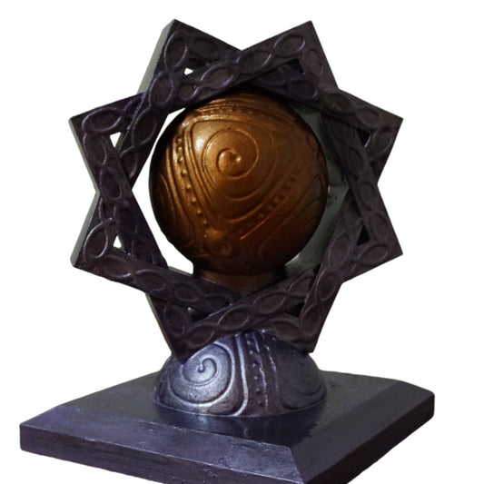 Fantasy Shrine Sculpture, Purple & Bronze Orb Altar, 4-40 Inches