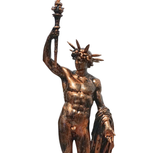 Helios Statue, Antique Bronze Greek Sun God Sculpture, Classical Decor