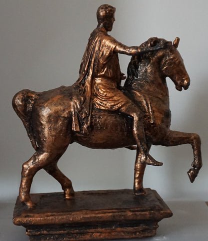 Marcus Aurelius Equestrian Statue | Antique Bronze Roman Emperor Sculpture | Ancient Rome Horseback Figurine | Classical Historical Decor