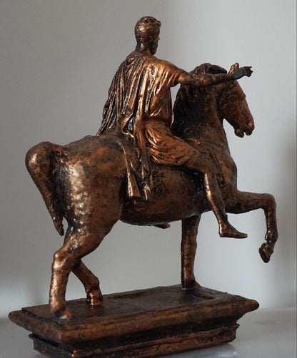 Marcus Aurelius Equestrian Statue | Antique Bronze Roman Emperor Sculpture | Ancient Rome Horseback Figurine | Classical Historical Decor