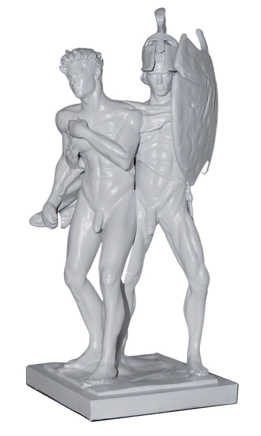 Achilles Patroclus Statue, White Matte Greek Mythology Sculpture, Classical Decor