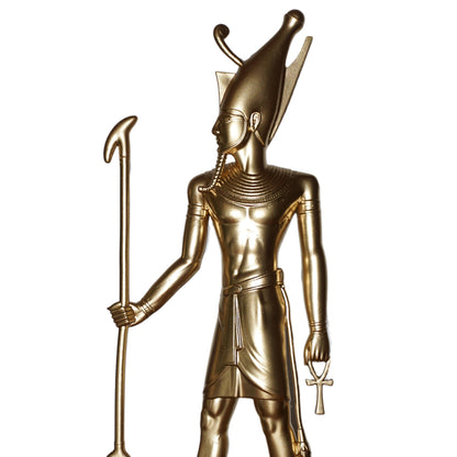 Atum Statue | Gold Egyptian Creator God Sculpture | Ancient Egypt Primordial Deity Figurine | Golden Egyptian Mythology Decor