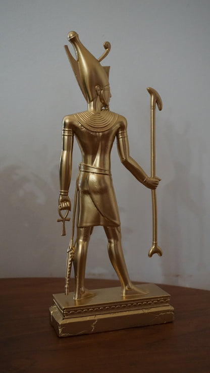 Atum Statue | Gold Egyptian Creator God Sculpture | Ancient Egypt Primordial Deity Figurine | Golden Egyptian Mythology Decor