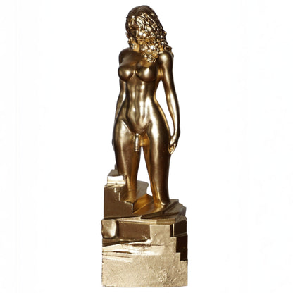 Gold Transgender Woman Statue | Trans Female Nude Sculpture | LGBTQ+ Pride Art | Feminine Body Figurine | Modern Figurative Decor