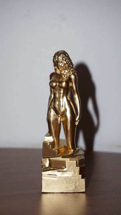 Gold Transgender Woman Statue | Trans Female Nude Sculpture | LGBTQ+ Pride Art | Feminine Body Figurine | Modern Figurative Decor