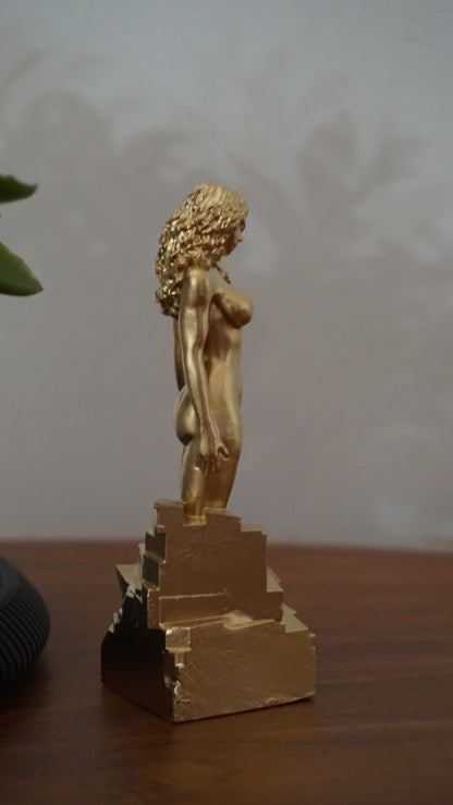 Gold Transgender Woman Statue | Trans Female Nude Sculpture | LGBTQ+ Pride Art | Feminine Body Figurine | Modern Figurative Decor