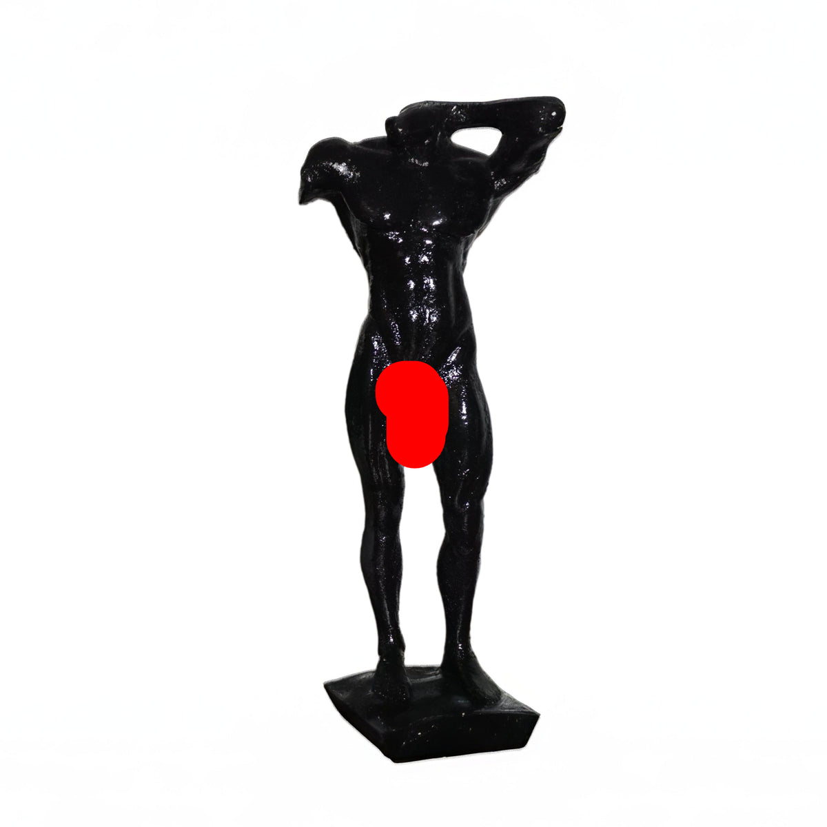 Glossy Black Male Nude Statue | Muscular Man Sculpture | Classical Male Torso Figurine | Modern Masculine Art | Contemporary Home Decor