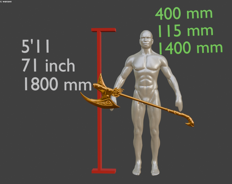 Miniature Nordic Battle Axe, 1:12 Scale ABS Resin Mini