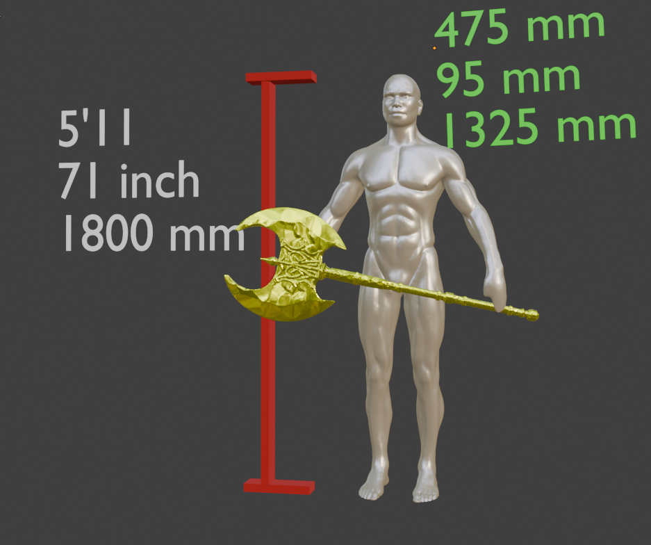 **Stalhrim Great Axe Miniature, ABS Resin, 1:2 to 1:16 Scales**