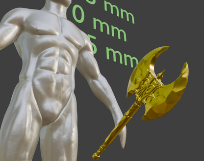 Miniature War Axe, Stalhrim Miniature, 1:2 to 1:16 Scale, ABS Resin