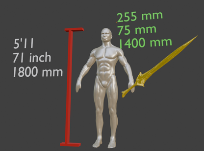 Elven Great Sword, Mini Miniature Format, ABS Resin