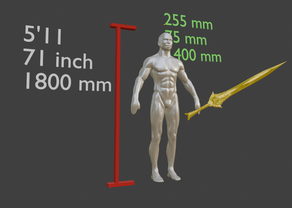 Elven Great Sword, Mini Miniature Format, ABS Resin