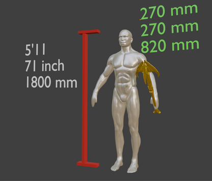 Miniature Elven Mace, ABS Resin Miniature, 1:2 to 1:16 Scale Options