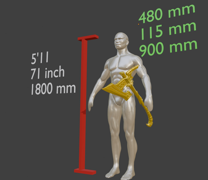 Nordic War Axe Miniature, 1:12 Scale ABS Resin Tabletop Display