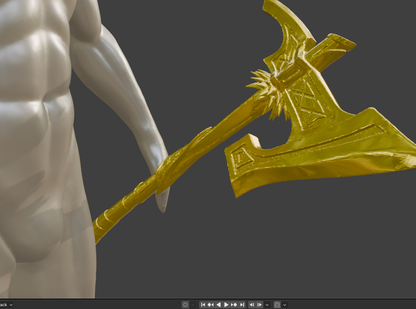 Nordic War Axe Miniature, 1:12 Scale ABS Resin Tabletop Display