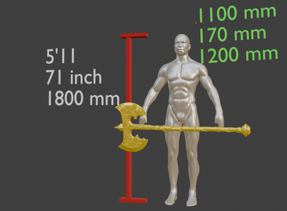 Miniature Great Axe, Steel Miniature Format, 1:2 to 1:16 Scale Options
