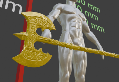 Miniature Great Axe, Steel Miniature Format, 1:2 to 1:16 Scale Options