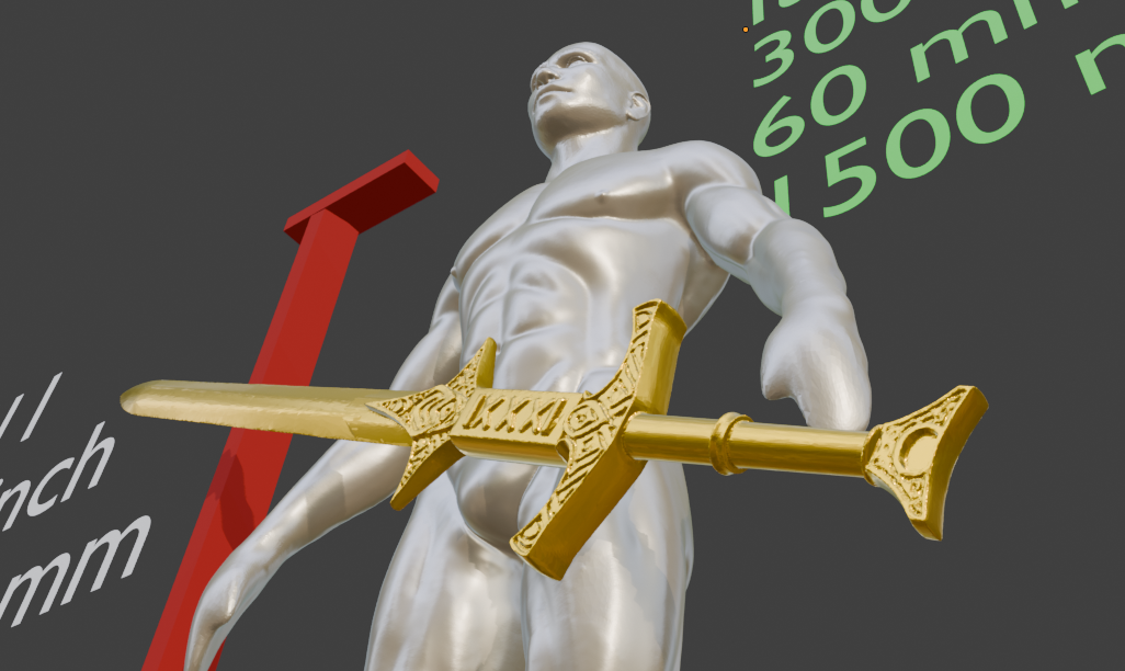 Miniature Great Sword, Steel Miniature Format, 1:2 to 1:16 Scales