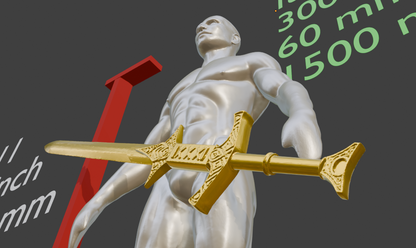 Miniature Great Sword, Steel Miniature Format, 1:2 to 1:16 Scales