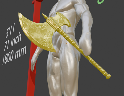 Fantasy Gaming Prop Battle Axe Miniature, ABS Resin, 1:2 to 1:16 Scale