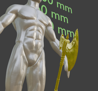 Fantasy Gaming Prop Battle Axe Miniature, ABS Resin, 1:2 to 1:16 Scale