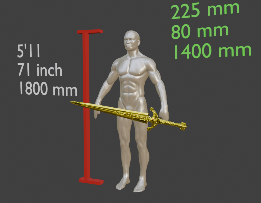 Ordovis Greatsword Miniature, ABS Resin, 325mm Display Option