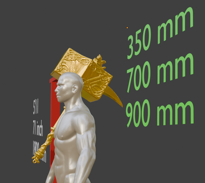 Battle Hammer Miniature, 350X700X900 Mm Scale Options, Abs Resin