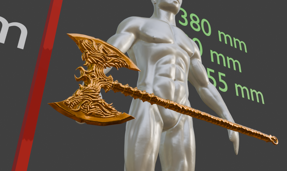 Miniature Fantasy Axe, Mini Rueful Design, ABS Resin, Display or Game Use