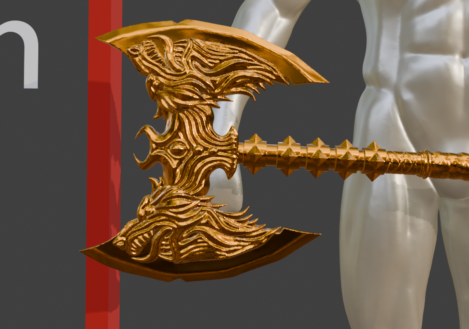 Miniature Fantasy Axe, Mini Rueful Design, ABS Resin, Display or Game Use