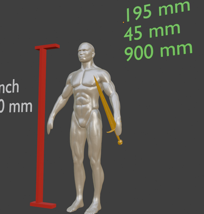 Miniature Broad Sword, Miniature Format ABS Resin, Tabletop Display
