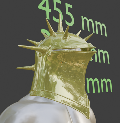 Miniature Knight Helmet Replica, Elite Spiked Design, 1:2 to 1:16 Scales