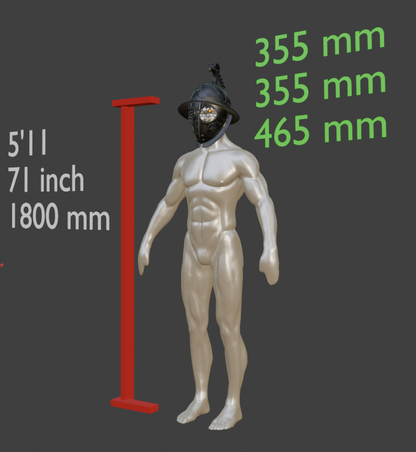 Gladiator Helmet Replica, Mini Ornate Helm, 1:2 to 1:16 Scale