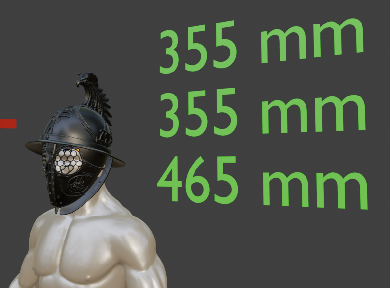 Gladiator Helmet Replica, Mini Ornate Helm, 1:2 to 1:16 Scale