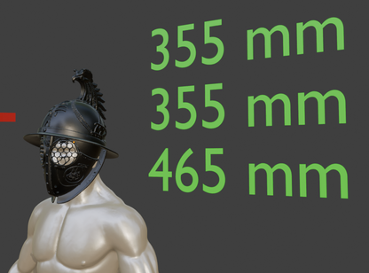 Gladiator Helmet Replica, Mini Ornate Helm, 1:2 to 1:16 Scale