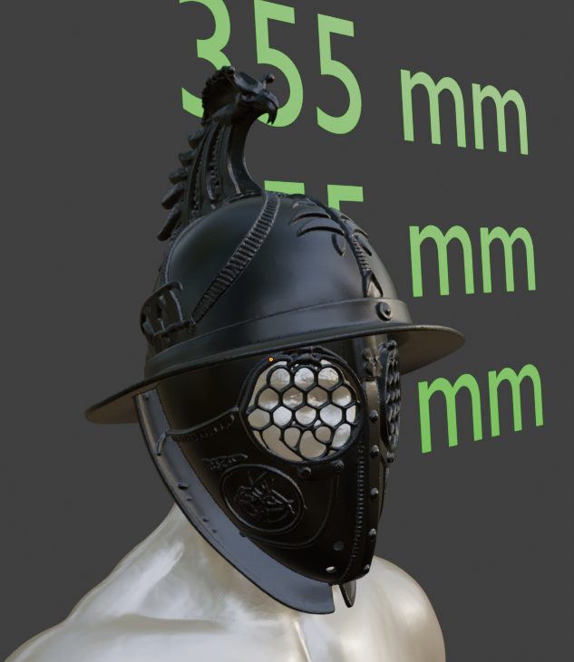 Gladiator Helmet Replica, Mini Ornate Helm, 1:2 to 1:16 Scale
