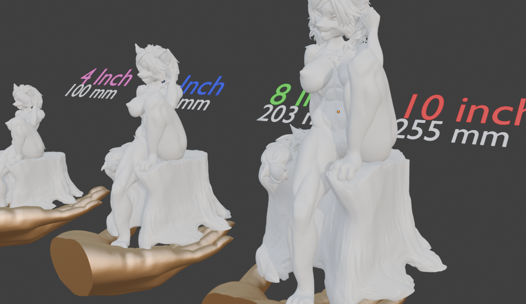 Furry Female Cat Sculpture, Nude Anthro Figurine, Multiple Colors & Sizes
