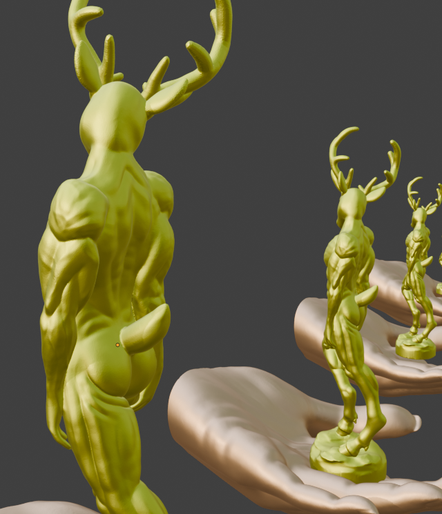 Gold Deer Man Statue | Sensual Nude Stag Sculpture | Muscular Male Deer Figurine | Anthropomorphic Fantasy Art | Gothic Nature Decor