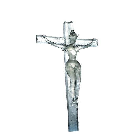Crystal Clear woman, demon on a cross