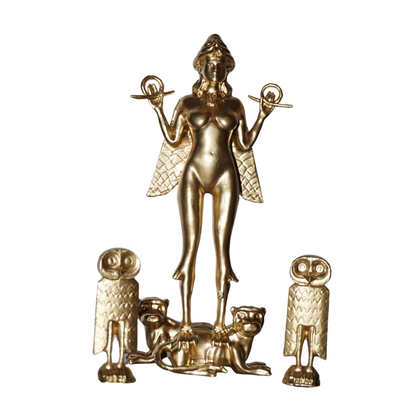 Ishtar Statue | Gold Mesopotamian Goddess Sculpture | Inanna Goddess of Love & War | Ancient Babylonian Mythology Figurine | Historical Decor