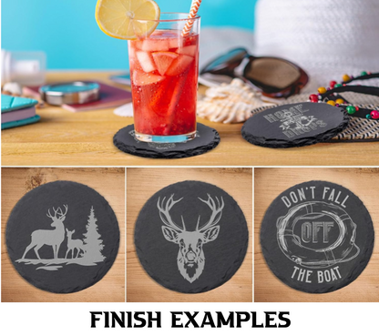 666 Mark of the beast Slate Coaster Anti Slip Legs Laser Engraved