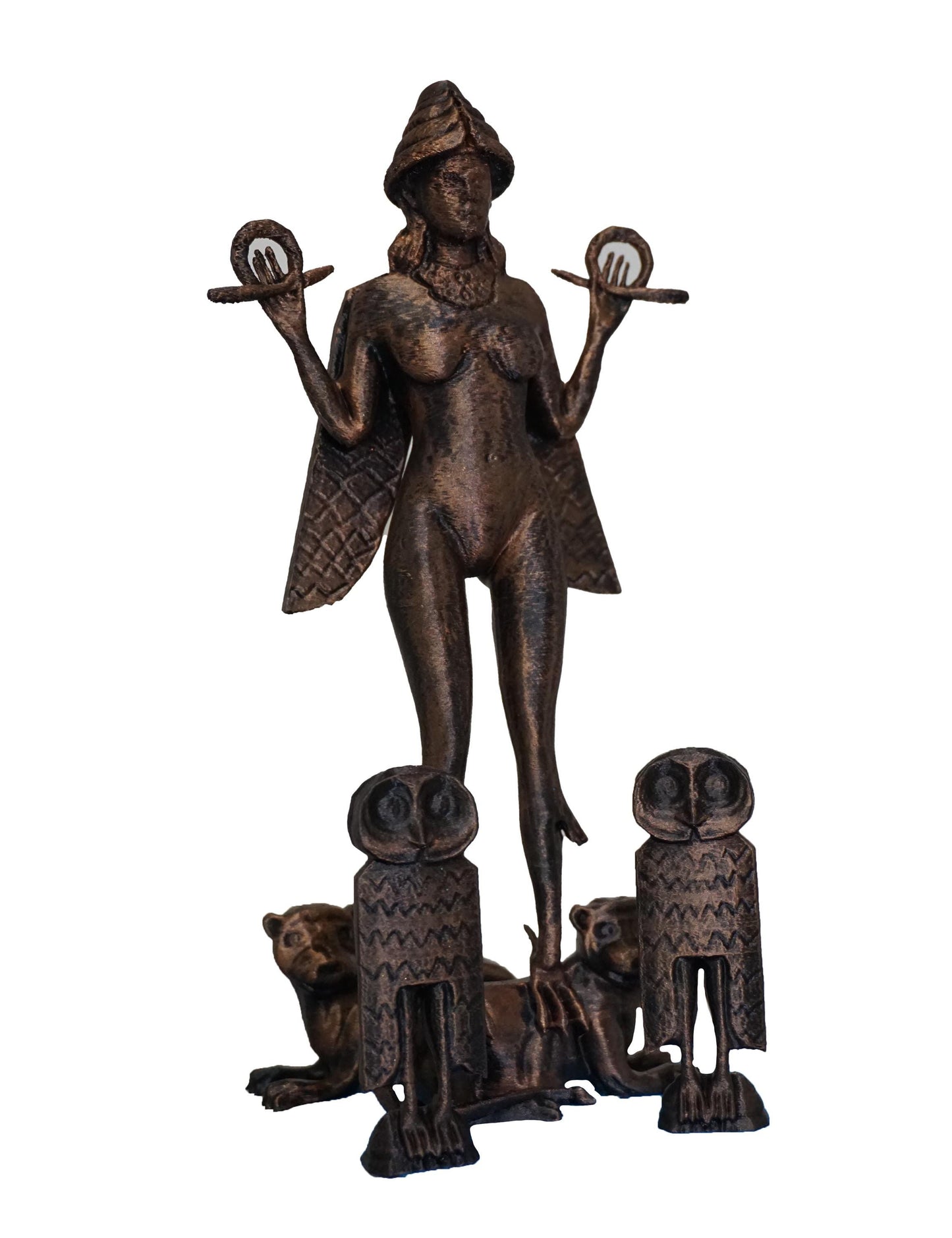 Ishtar Statue – Mesopotamian Goddess Statue with Lions & Owls