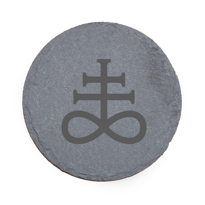 Leviathan Sign Slate Coaster Anti Slip Legs Laser Engraved